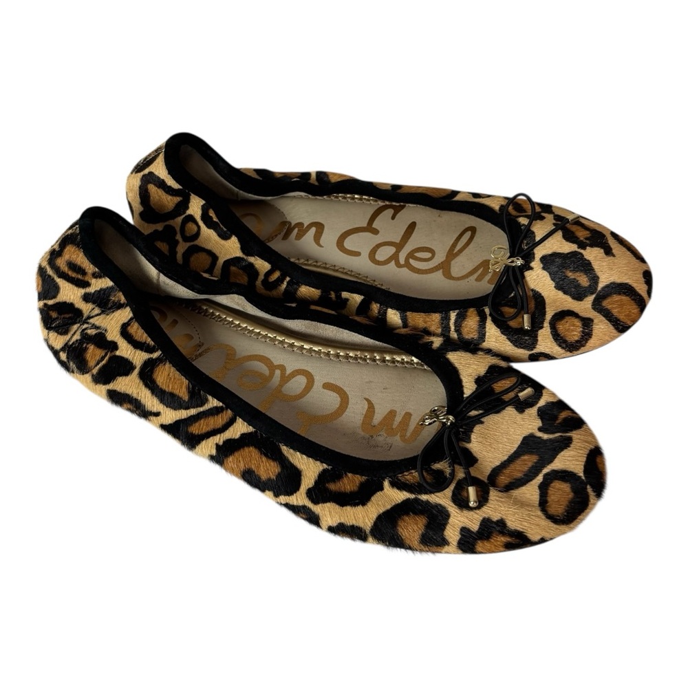 Sam Edelman Women’s Felicia Flat Shoes Calf Hair Leopard Print Wide Width 7.5W - Picture 7 of 9